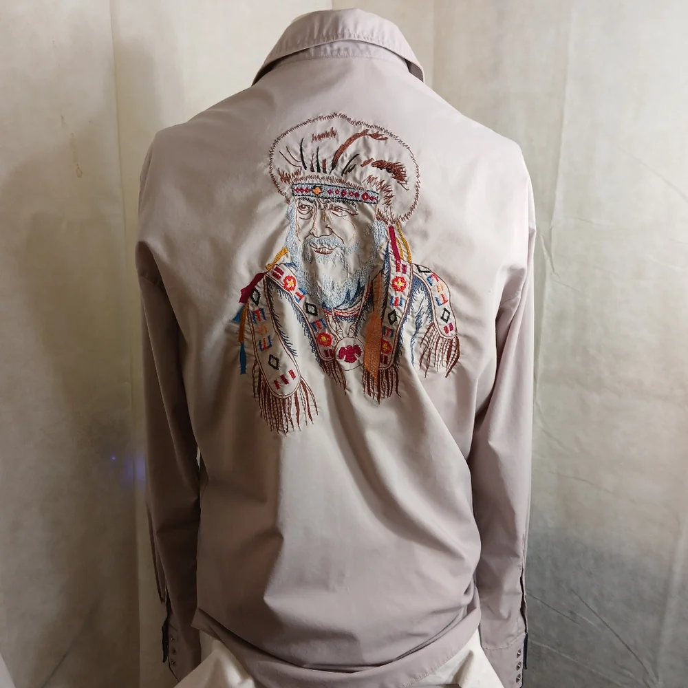 Kennsington Rockin Ranchwear Gray Pearl Snaps Embrodered Western Shirt Men's Lg - Picture 3 of 9